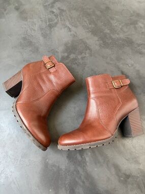 Clarks Brown Heel Booties